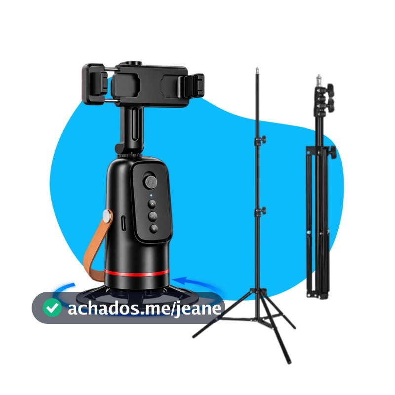 SUPORTE CELULAR GIMBAL COM RASTREAMENTO DE MOVIMENTO 360 E IA PARA CELULAR IPHONE ANDROID