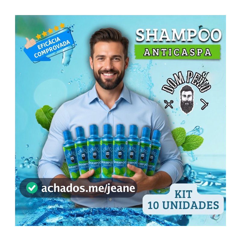 10x Shampoo ANTICASPA Dom Pelo ENVIO IMEDIATO - CAIXA Com 10 Unidades Shampoo Anticaspa Dom Pelo