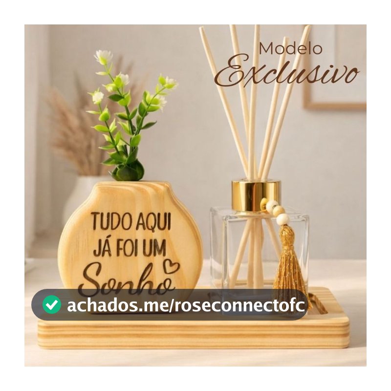 Kit Decorativo Enfeite Sala Quarto Escritório em Madeira Aromatizador de Ambiente Minimalista