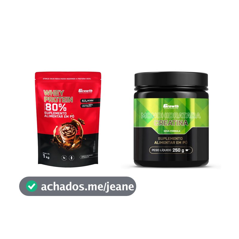 Whey Concentrado 1kg + Creatina Monohidratada 250g - Growth Supplements