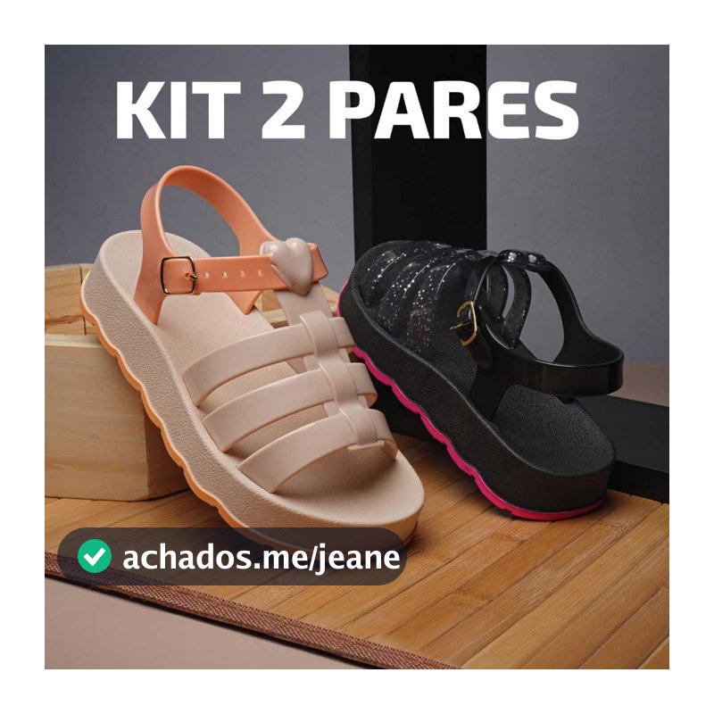 Kit 2 Pares Sandália PAPETE LULU  Juvenil  Blogueirinha 890 Promoção Envio Imediato
