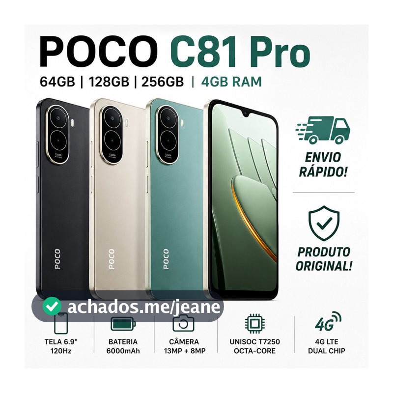 Celular Smartphone Poco C81 Pro 256/4GB | 128/4GB | 64/4GB Global Lacrado de Fabrica