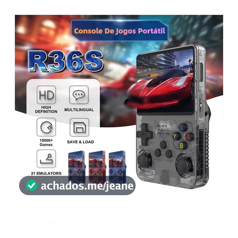 Console Portátil R36S + de 15.000 Jogos Vídeo Game 64g Linux Tela IPS 3.5 Polegadas a Pronta Entrega janoclick