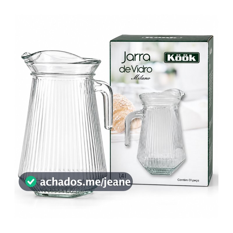 Jarra de Vidro Milano 1,4L Transparente com Bico Água, Suco e Bebidas