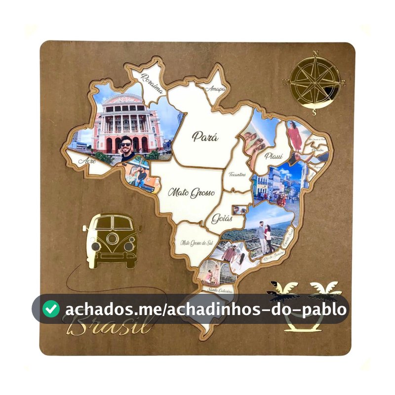 Quadro Colecionador De Viagens Mapa Do Brasil Para Viajantes 60X60cm