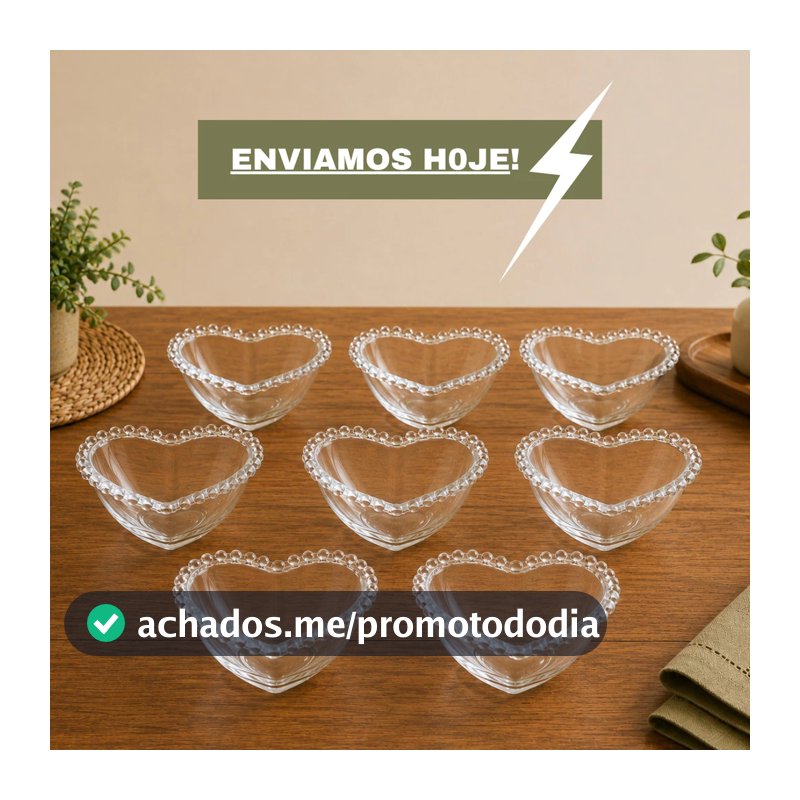 Kit 1/2/3/4/8 Bowls Coração Cristal Pearl Wolff 12cm Tigela Sobremesa Petisqueira Premium