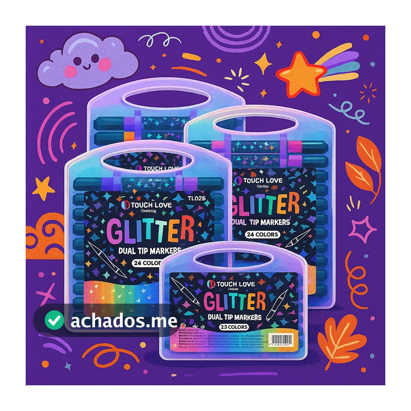 Caneta Marcadora Glitter Dupla Ponta | 96/72/48/24 Cores | Arte, Escola, Planner, Desenho