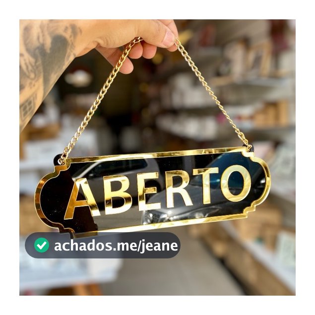 PLACA ABERTO E FECHADO EM ACRILICO ESPELHADO COM VENTOSA
