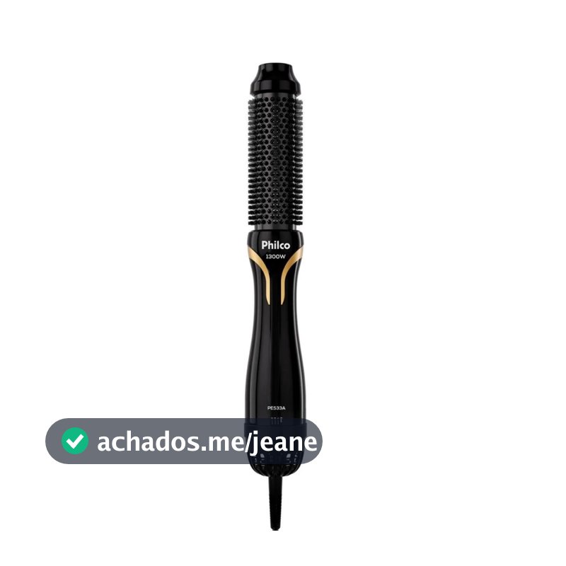 Escova Secadora Philco 1300W Bivolt, 4 em 1, Íon Tourmaline, Cerâmica, 38mm Com 3 Velocidades PES33A