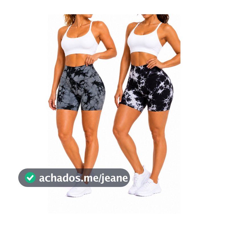 Kit 2 Shorts Femininos Academia Fitness Yoga Levanta Bumbum Cintura Alta Estampado