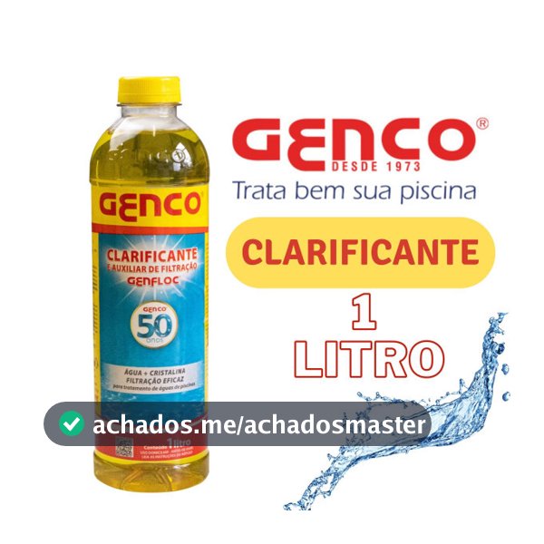 CLARIFICANTE AUXILIAR DE FILTRAÇÃO GENFLOC 1 LITRO PISCINA AGUA