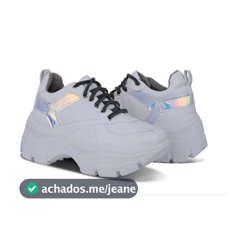 Tênis Sneaker Branco Furta Cor Plataforma Tratorada Borracha e Nylon Promoção Treino