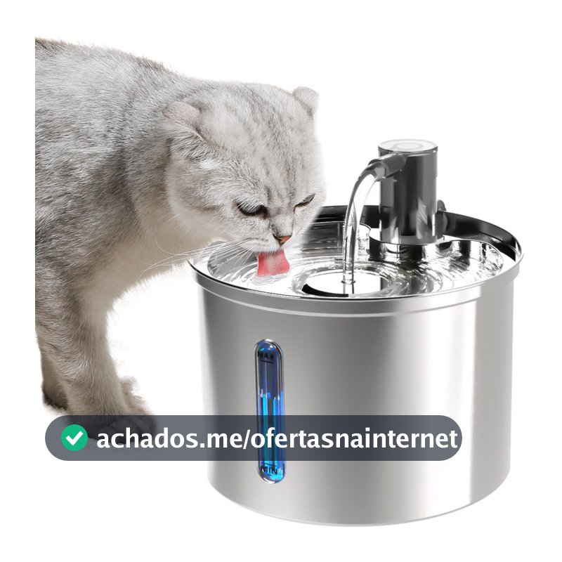 Newpet Fonte Gato 3L Automática De Aço Inoxidável Para Cães Fácil De Limpar Ultra Silencioso Adequado Gatos BIVOLT