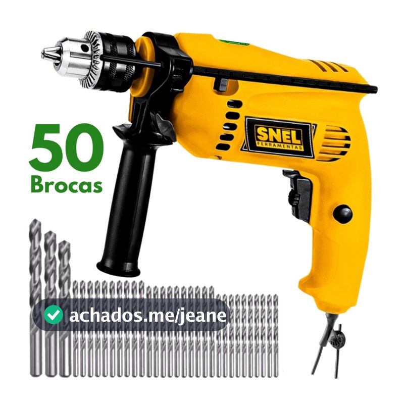 Furadeira Parafusadeira Impacto Martelete 650W Mandril 1/2 127V OU 220V Com Kit 50 Brocas
