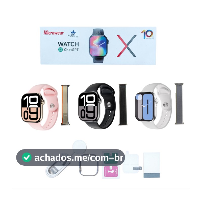 SMART WATCH  W10 46MM Series 10 2025  Ip68 2 Pulseira   Musica Microwear Original