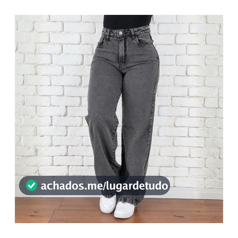 Calça Jeans Feminina Wide Leg Premium Cintura Alta Levanta Bumbum