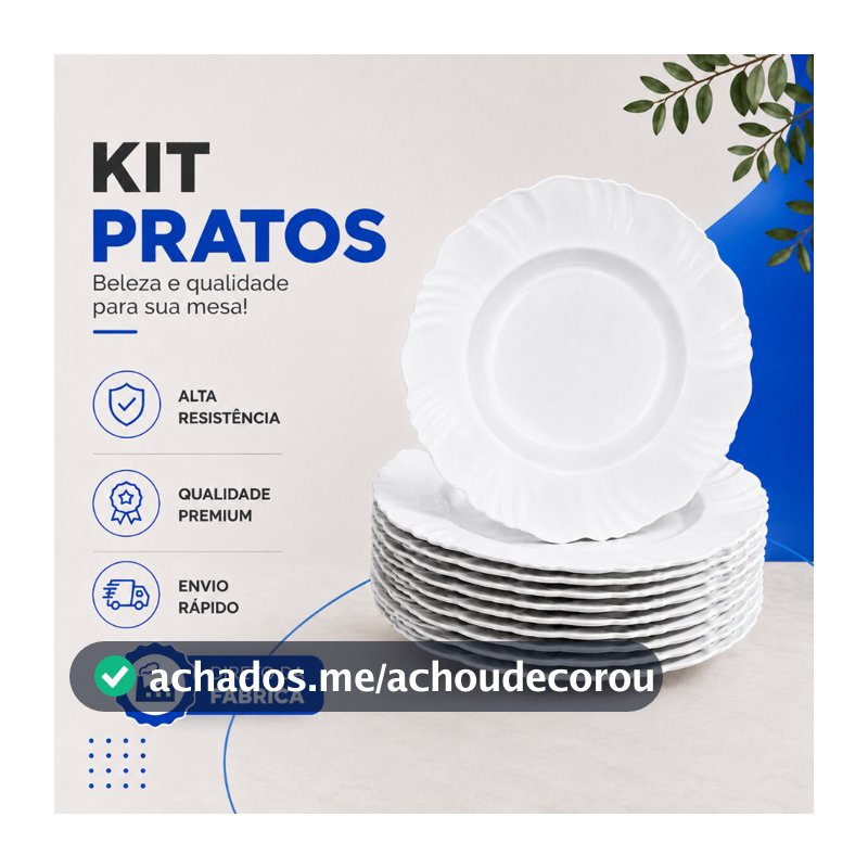 Kit com 50 Pratos Plásticos Reforçados Reutilizáveis Multiuso Alta Durabilidade