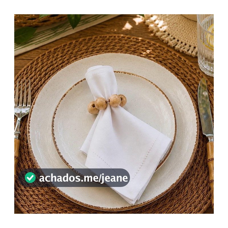 Kit 6 Guardanapos Linho Misto Bordado Ponto Ajour 38x38cm Festas Eventos Casamento Natal