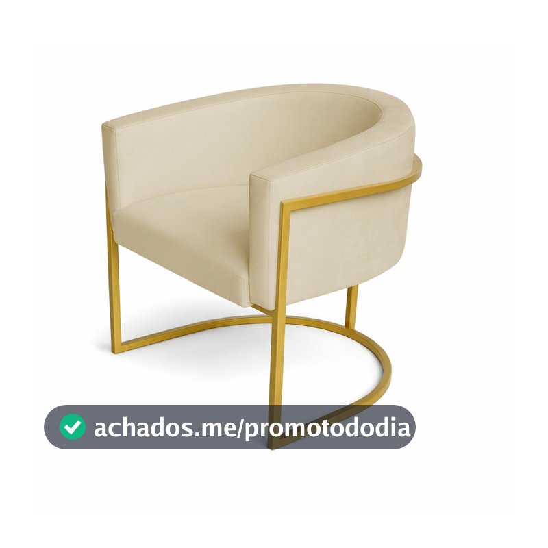 Poltrona Alicia Luna para Sala Recepção Escritório Salão - Poltrona Luna Decorativa Luxo Base de Ferro Dourado Moderno