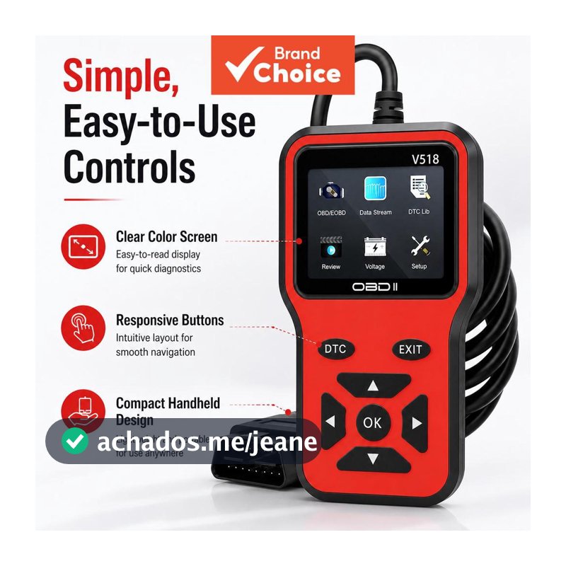 V518 Obd2 Eobd Scanner Ferramenta De Diagnóstico Automotivo Leia Redefinição Clara Da Luz Do Motor Dtc