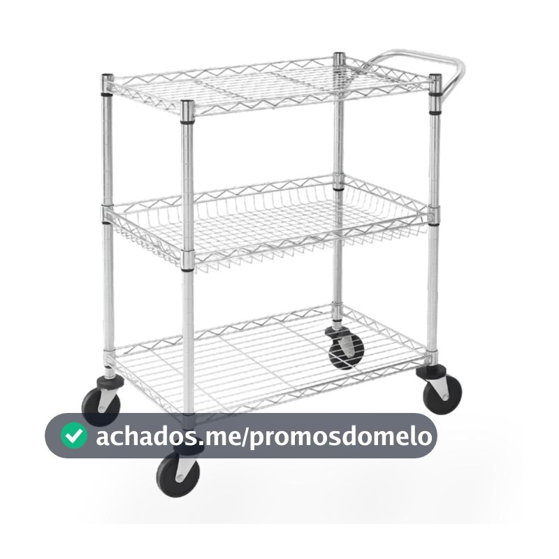 Carrinho Auxiliar De Serviço Organizador Utilitário Aço Inox 3 Prateleiras