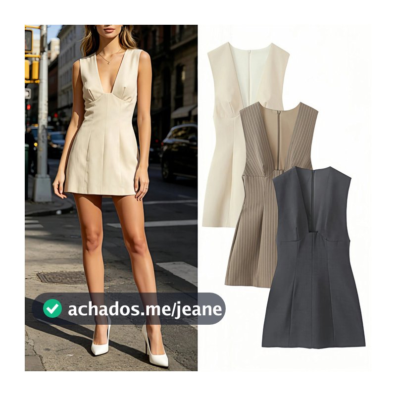 Minivestido Elegante Com Decote Em V Profundo E Sem Mangas 202609-2
