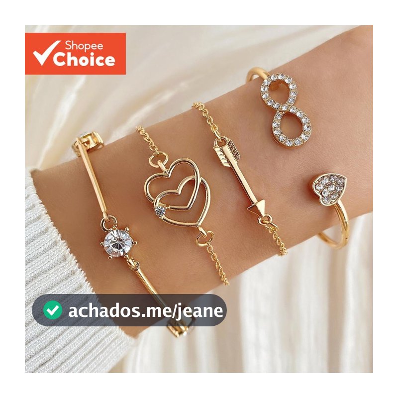 Conjunto Moderno De 4 Peças De Penas De Seta Infinita E Pulseiras De Casal De Coração Duplo
