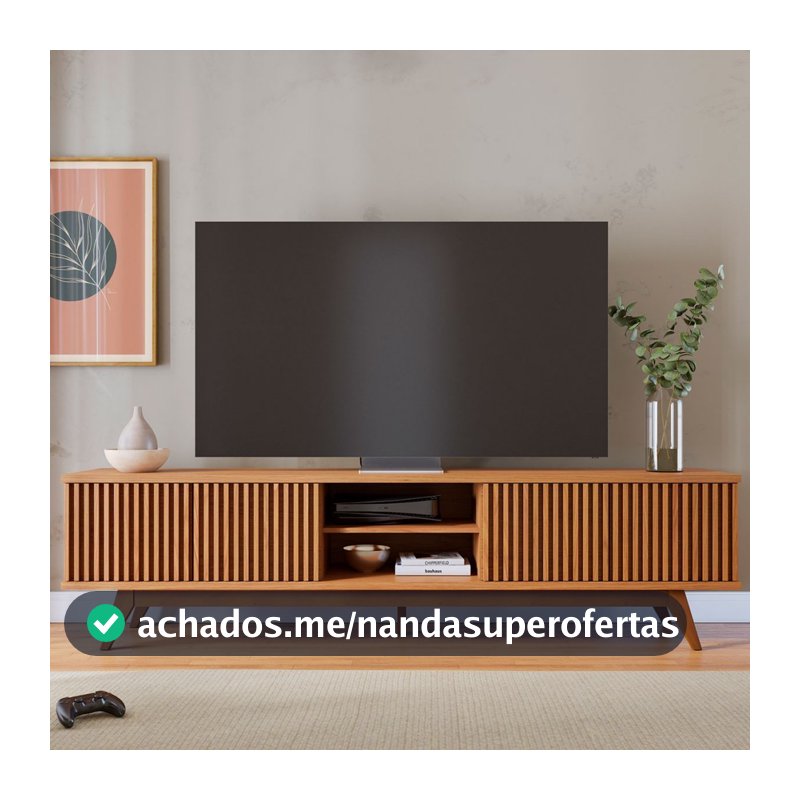 Rack para TV 75 Polegadas Fortaleza 4 Portas 1 Prateleira Ripado