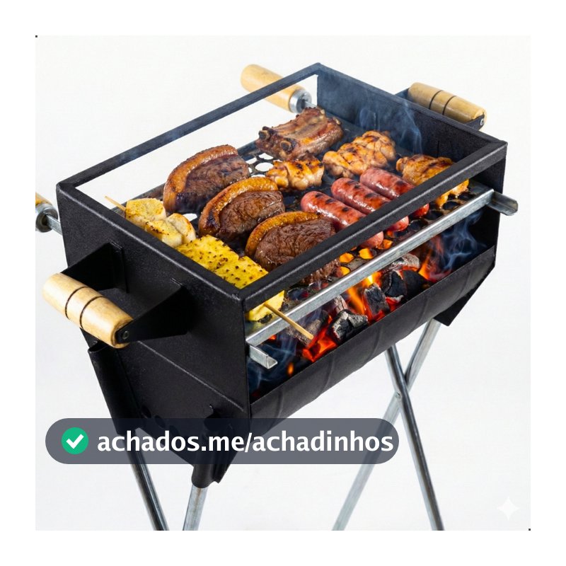 QUEIMA DE ESTOQUE! Churrasqueira a Carvão 83cm Com Grelha Inclusa em Aço Reforçado Espetinho Media