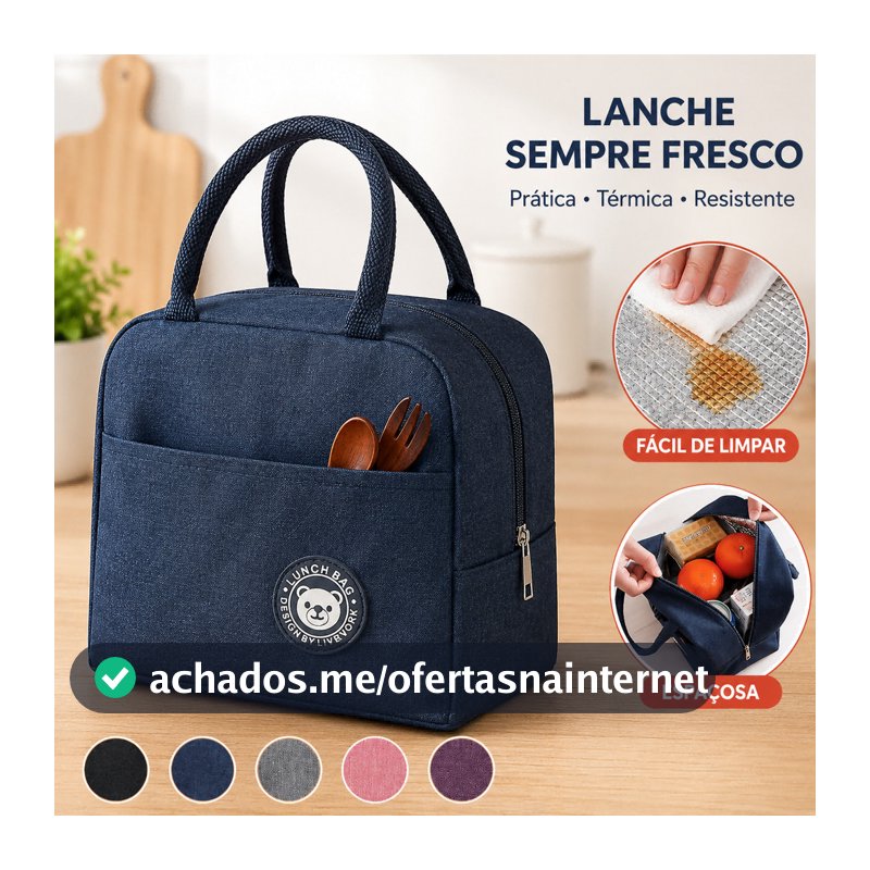 Bolsa Térmica Portátil de Mão Lancheira Marmita Viagem Piquenique Prático
