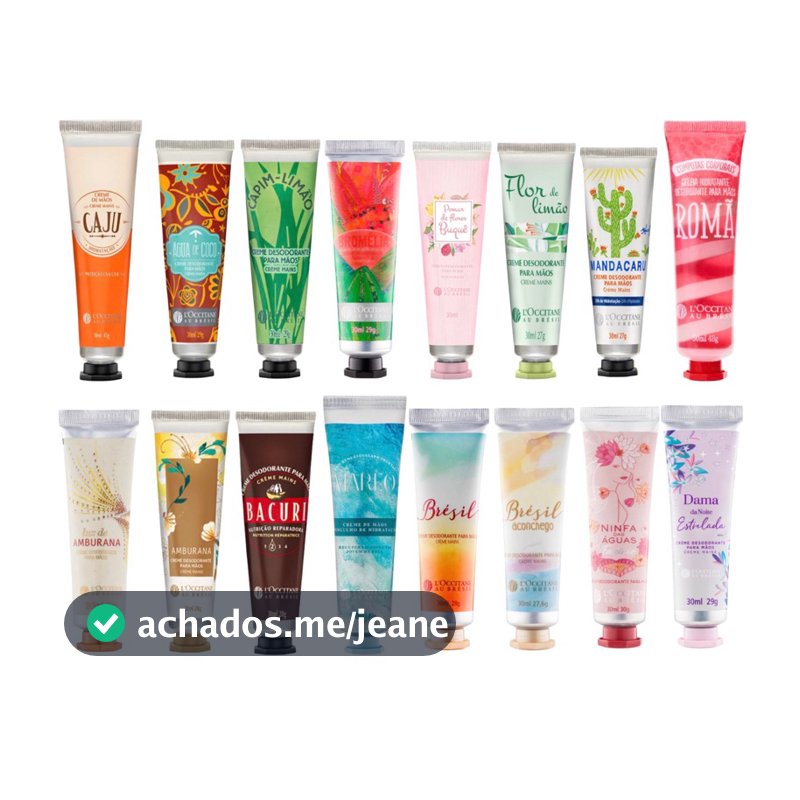 Creme Desodorante de Mãos L'Occitane au Brésil 30ml a 50ml Original Hidratante Perfumado Não Oleoso