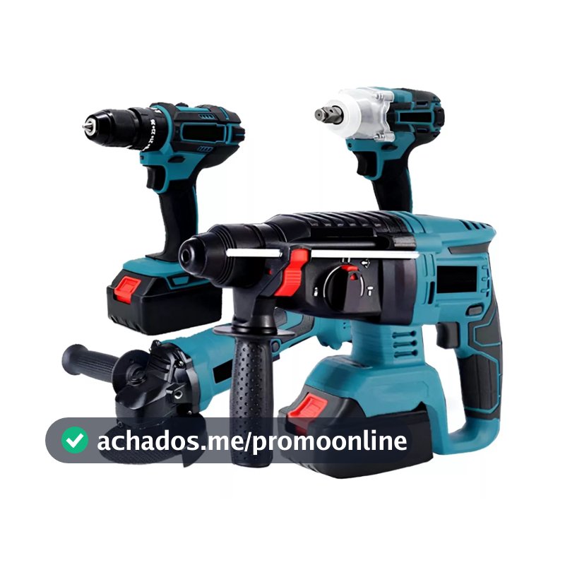 Kit 4em1 Martelete Esmerilhadeira Parafusadeira Chave1/2 48v