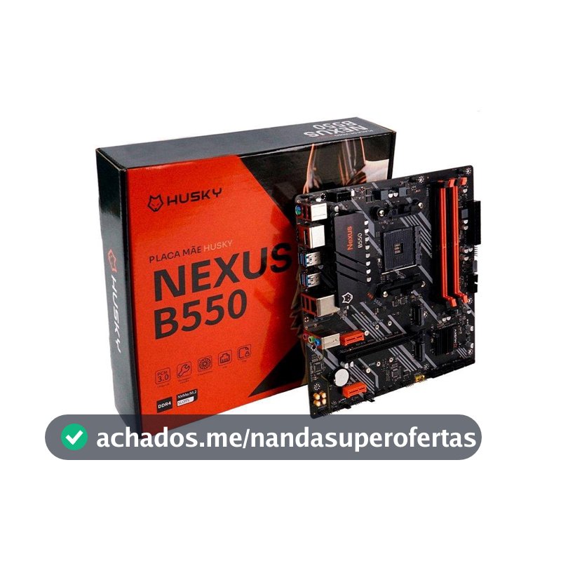 Placa-Mãe Husky Nexus B550, M.2 NVMe, DDR4 3200MHz, Ryzen 5000/3000, Micro-ATX, HDMI/DP, 64GB Dual Channel - HPM550