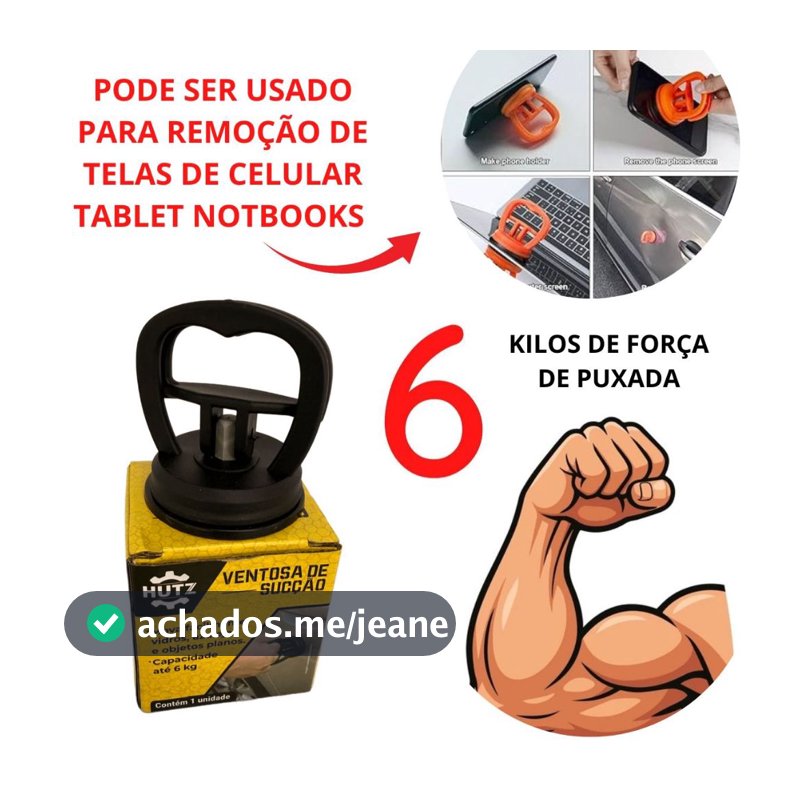 Puxador Ventosa Reparo Desamassar Lataria Carro Amassado Alta Sucção 7kilos Tela Lcd Celular Tablet
