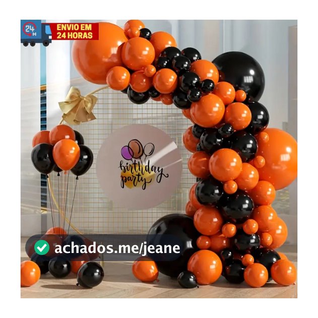 Kit 100 Balões Preto + Laranja Para decoração Festas Eventos Halloween