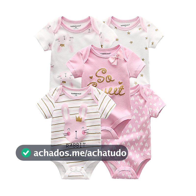 Kiddiezoom 5 Peças Moda Recém-Nascido Desenho Animado Manga Curta Bebê Menino Menina Bodysuits Macios 100 % Algodão Maca