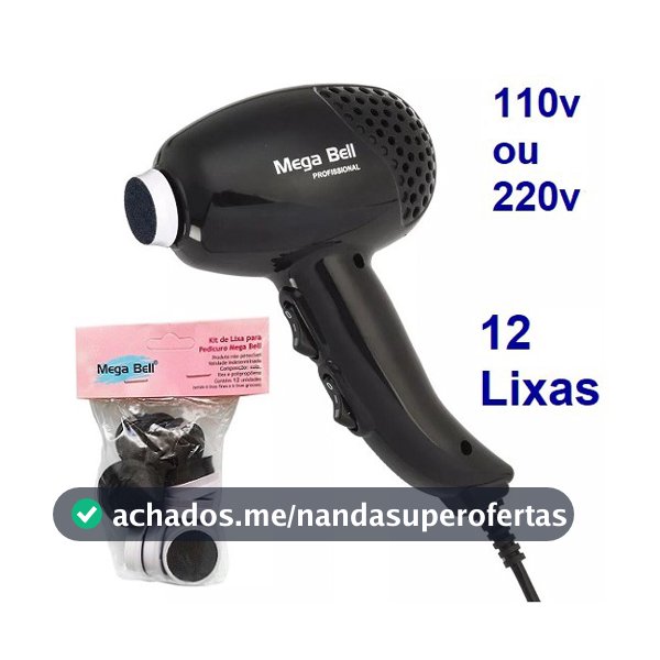 Pedicuro Elétrico Profissional Preto Esfoliador para Pés + 12 Lixas