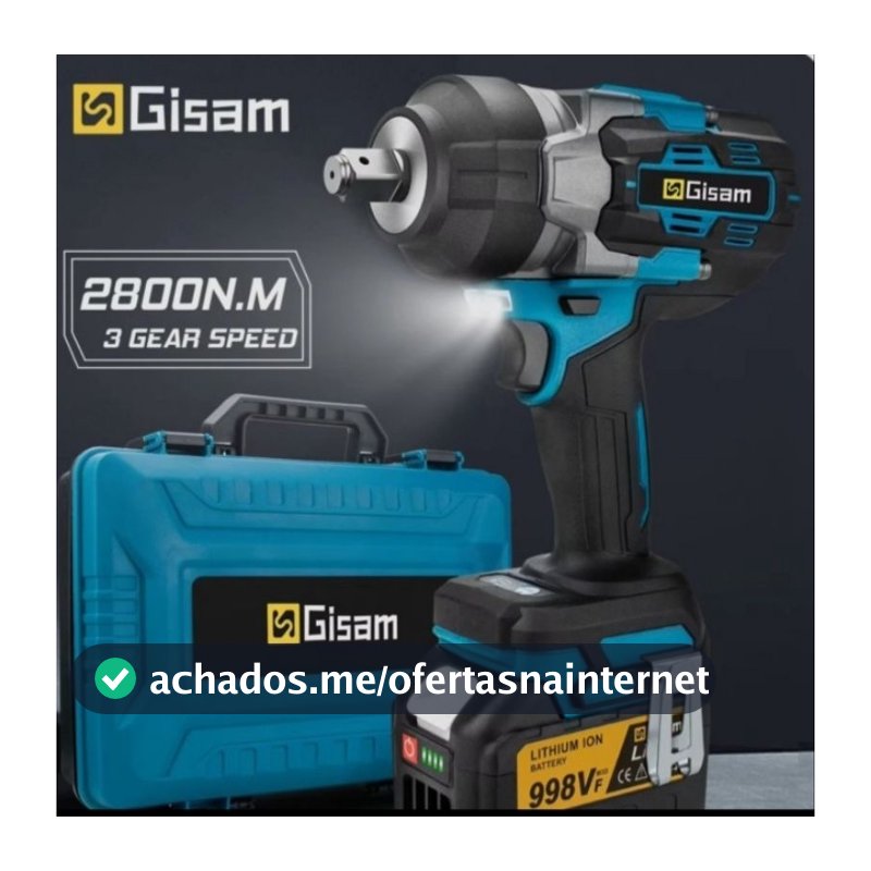 Gisam 2800N.M Torque Brushless Chave de impacto 1/2 polegada Chave sem fio
