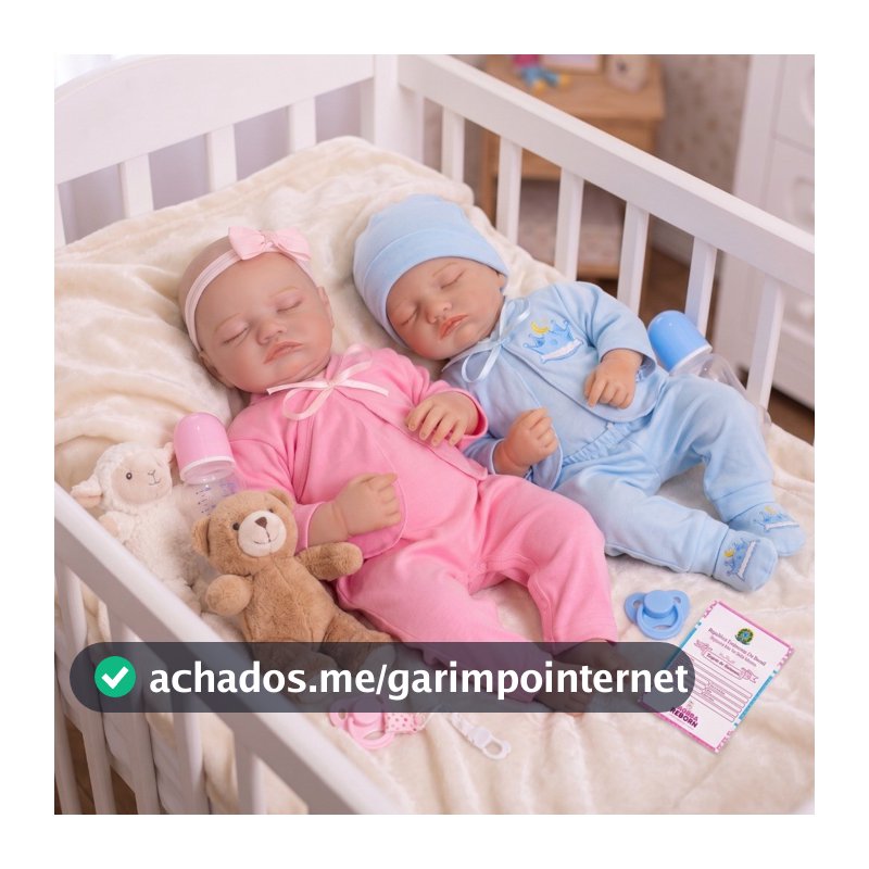 Gêmeos Bebê Reborn Boneca Realista Menina e Menino Silicone Pode dar Banho