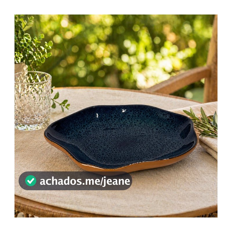Kit 4 Pratos Fundo Decorativo Cerâmica Orgânica Moderno Minimalista Cozinha Mesa Posta