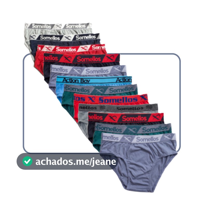 Kit 12 Cueca Slip Tradicional Algodão Adulto Somellos cueca masculina algodão cueca masculina de qualidade