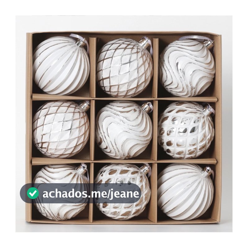 Decoração de natal caixa de presente Retro bola de natal 8CM bola de natal platina bola de natal branca bola de natal ár