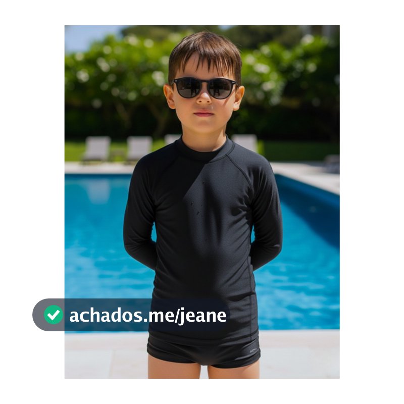 Conjunto Infantil Camisa Térmica Manga Longa Proteção Solar Uv Sunga Boxer Lisa Forrada Moda Praia