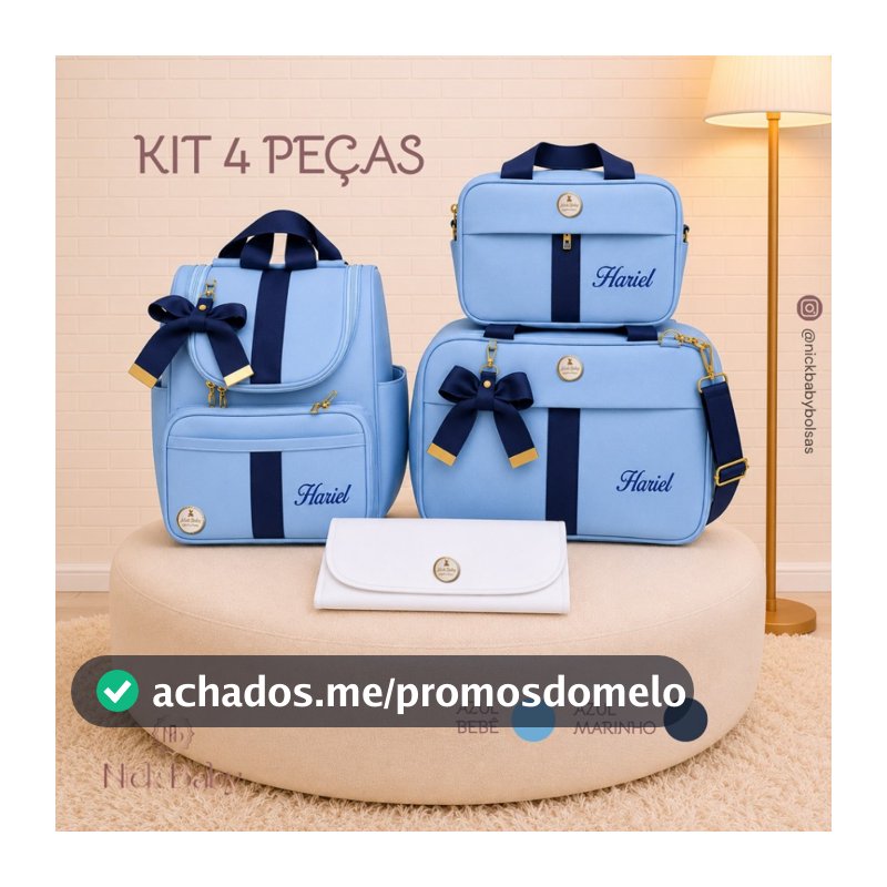 Kit Mala Maternidade Com 4 Peças. Bolsas de Bebê personalizada. Nick Baby Bolsas