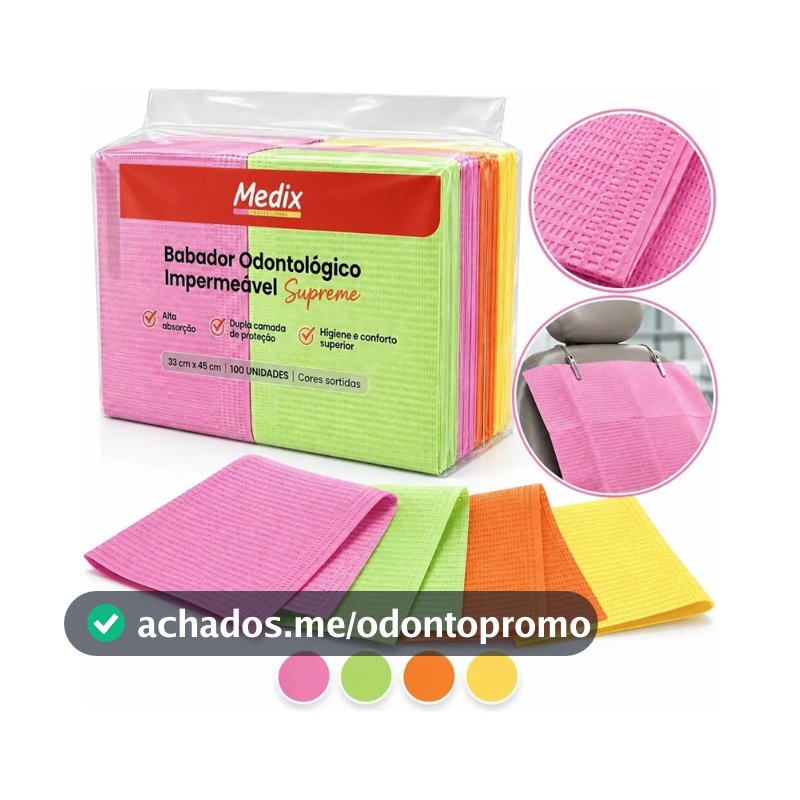 Babador Descartável Impermeável C/ 100 Unid. - Escolha A Cor