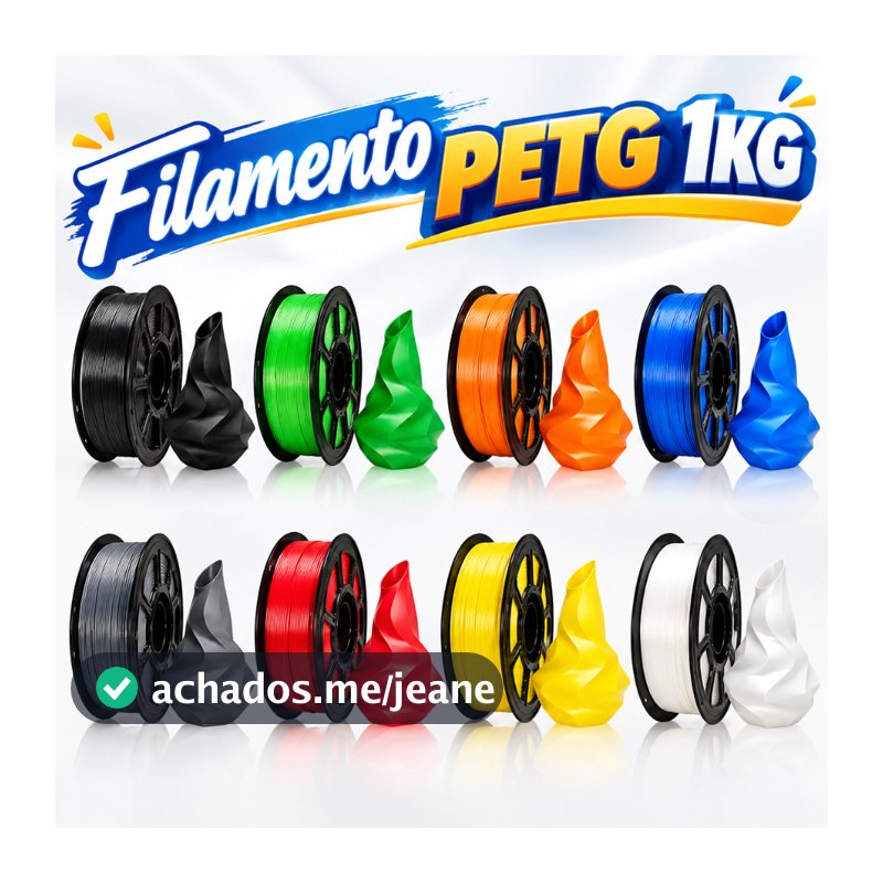 Filamento PETG Premium 1Kg 1.75mm Impressão 3D Alta Qualidade Profissional Varias Cores