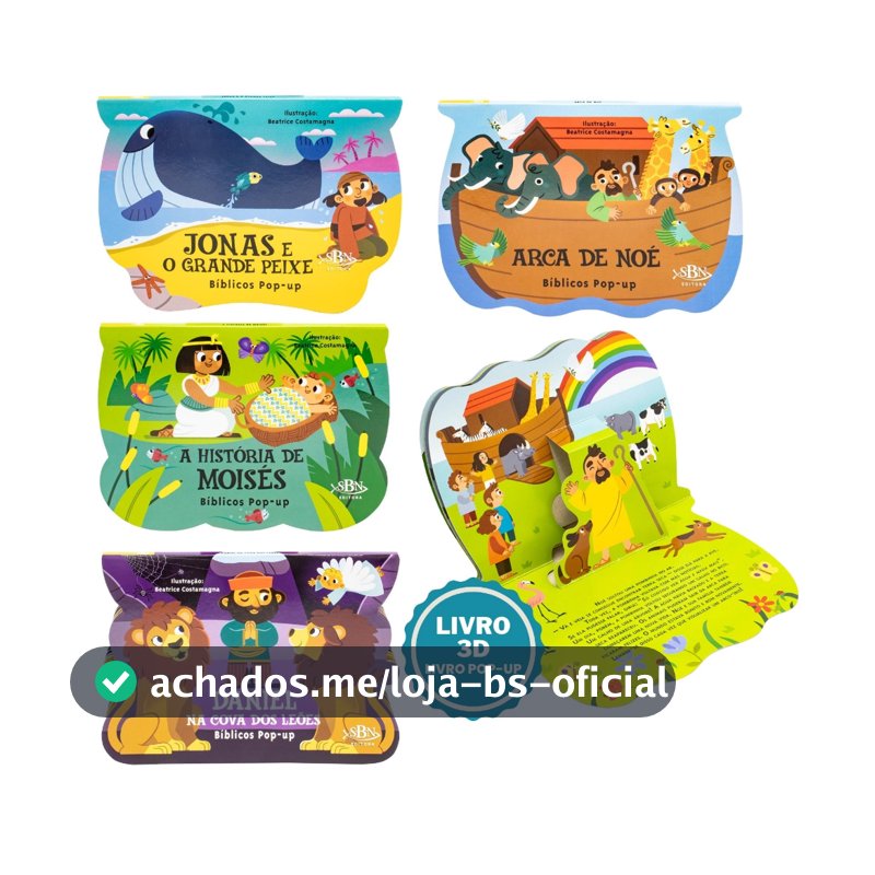Livro Infantil Biblico Histórias da Biblia para Criança Arca de Nóe Livro 3d Livro Interativo