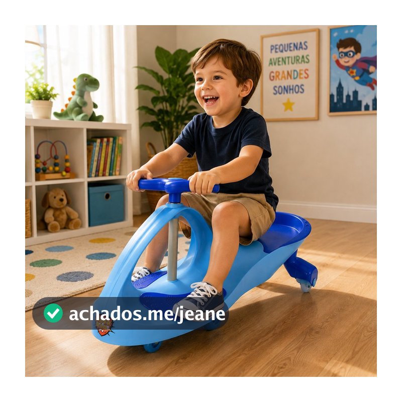 Carrinho Rolimã Infantil Super-Car Giratório Brinquedo Rosa Azul Lilás Amarelo Vermelho com Led Até 100kg