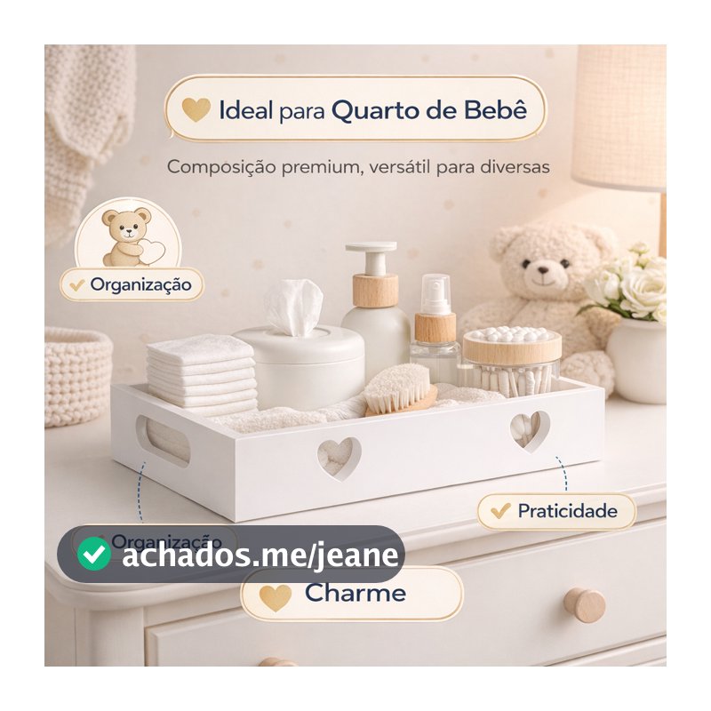 Bandeja Coração, Amor, Branca p/ Utilidade, Presente, Café da Manhã
