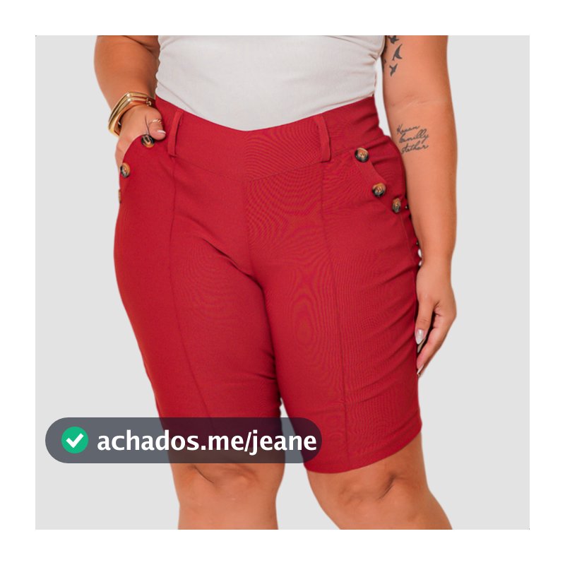 Bermuda Feminina Plus Size Com Bolsos E Botões Modelo Grande Com Lycra Super Conforto Levanta Bumbum